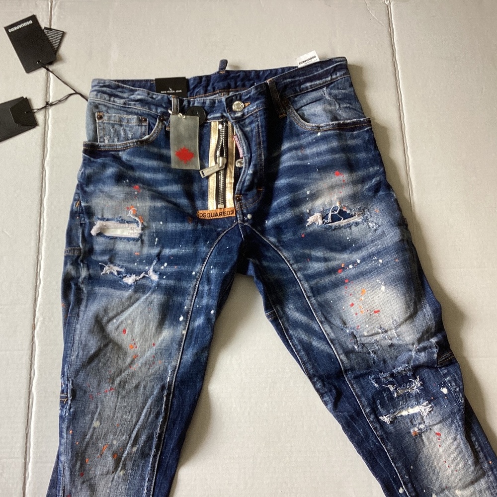 DSQUARERD2  made in Italy men rider jean long crotch tight bottom size 32
